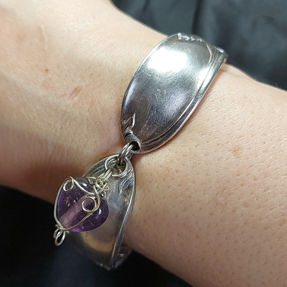 White Orchid Jewelry - Vintage Artisan Bracelet made from Silver Flatwear